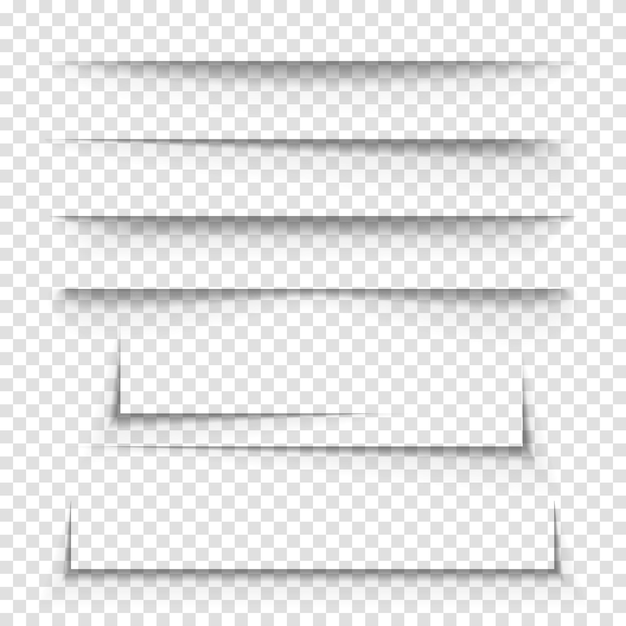 Реалистичные 3D детальные эффекты теней бумаги, установленные на прозрачном фоне для рекламных баннеров Векторная иллюстрация элемента декора