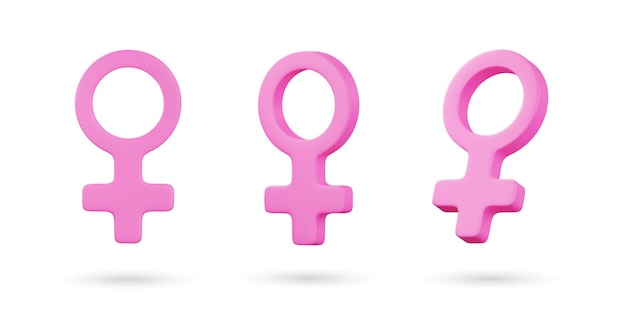 Realistic 3d female gender sign vector icon illustration