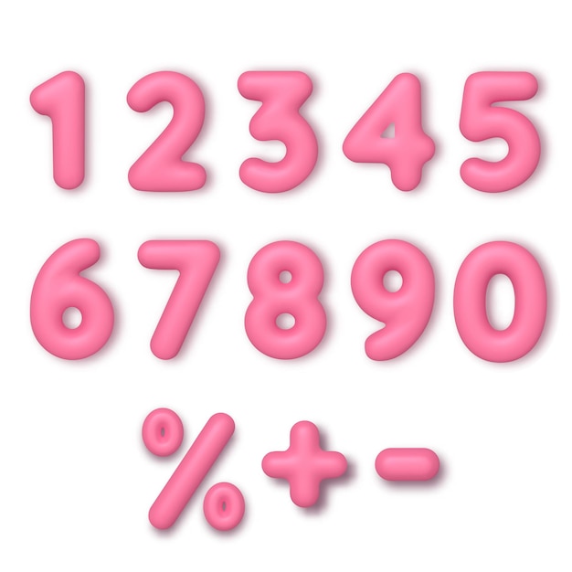 Vector realistic 3d font color pink numbers. number in the form of balloons. template for products, advertizing, web banners, leaflets, certificates and postcards.