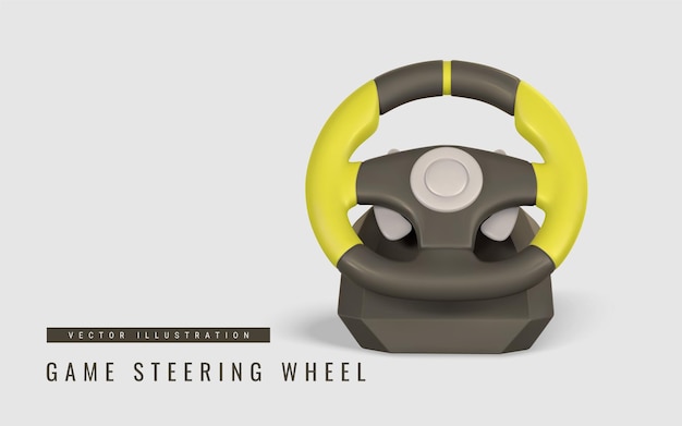 realistic 3d game steering wheel game stick controller video game console game concept vector