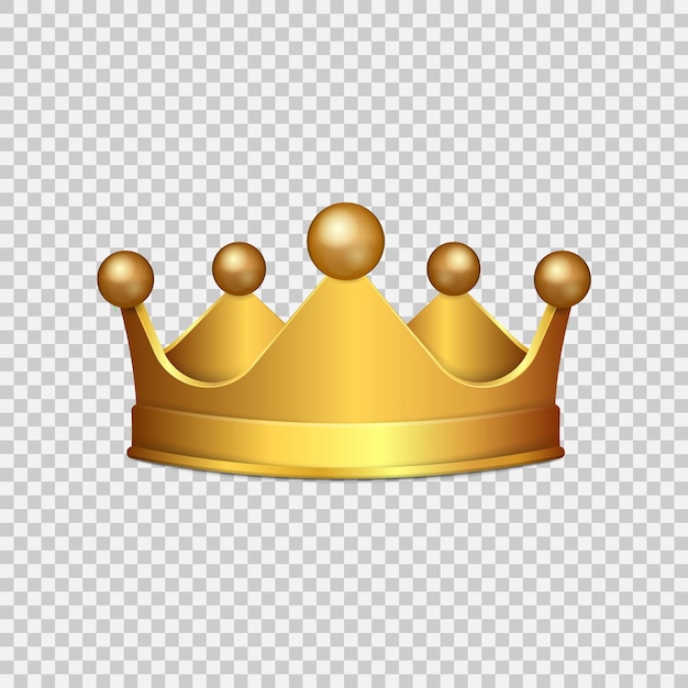 Realistic 3d gold crown isolated on transparent background vector illustration