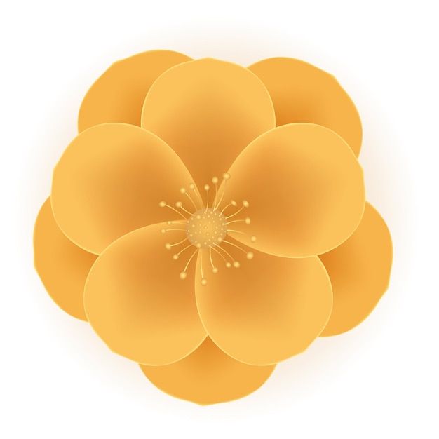 Realistic 3d Golden Flower Icon.  