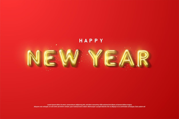 Realistic 3D golden new year