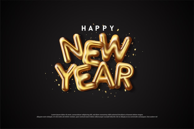 Realistic 3d golden new year