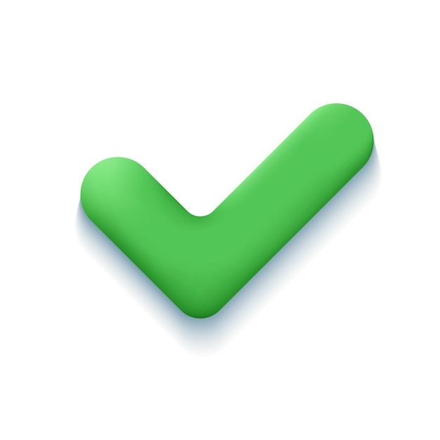 Realistic 3d green check mark icon. agreement symbol