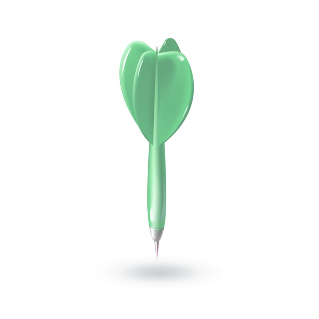 Realistic 3d green dart isolated on white background Vector illustration