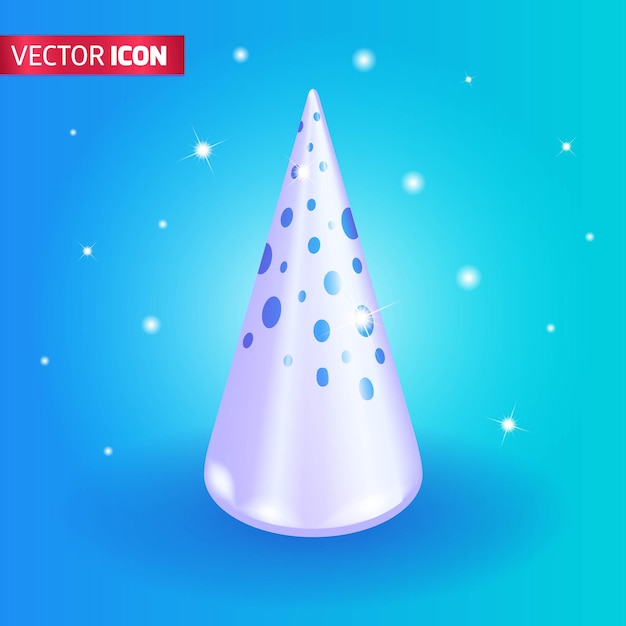 Vector realistic 3d isometric cartoon cone shaped christmas tree with a golden top sparkling with new years