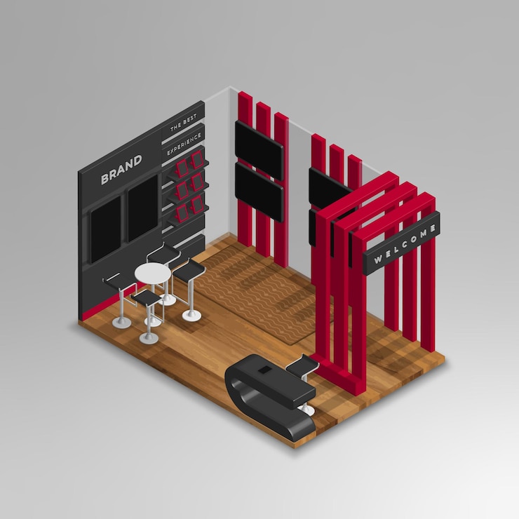 Vector realistic 3d isometric showroom vector
