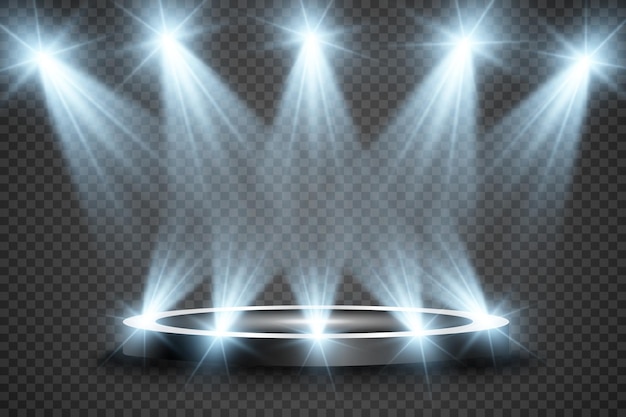 Реалистичный 3d световой короб с фоном платформы для дизайнерского исполнения, шоу, выставки.