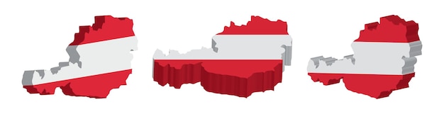 Realistic 3D Map of Austria Vector Design Template