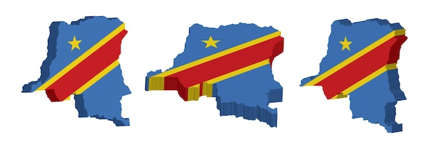 Realistic 3D Map of Democratic Republic of the Congo Vector Design Template