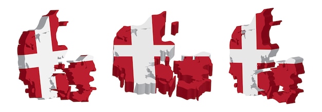 Realistic 3D Map of Denmark Vector Design Template