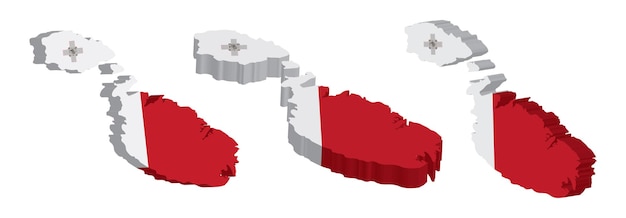 Realistic 3D Map of Malta Vector Design Template
