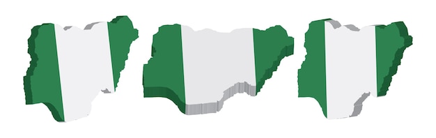 Realistic 3d map of nigeria vector design template