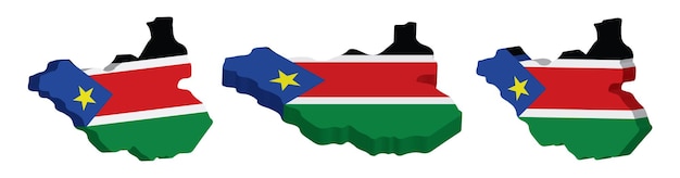 南スーダンのベクター デザイン テンプレートのリアルな 3 d マップ