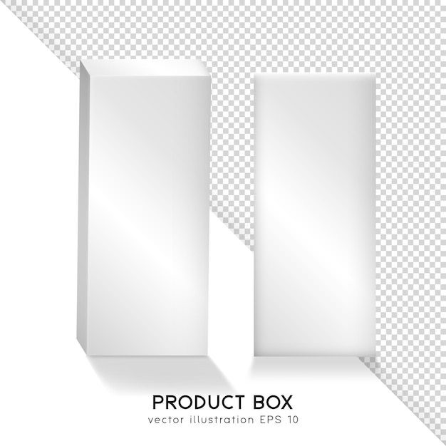 Realistic 3d matte white product boxes. isolated tall plastic or paper packages mockup