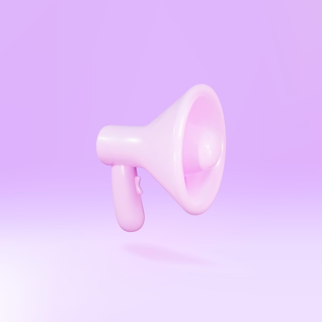 Вектор Реалистичный 3d громкоговоритель мегафона на розовом фоне