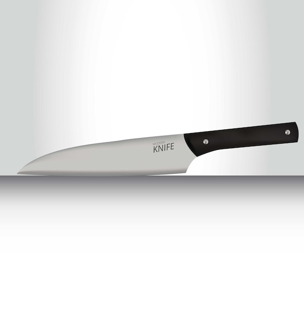 Vector realistic 3d metal knife on a surface