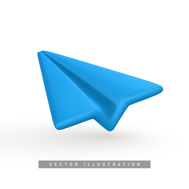 Realistic 3d paper plane social media concept vector illustration