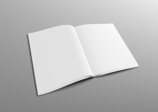 Realistic 3D Perspective Blank Clear Opened Magazine Mock Up
