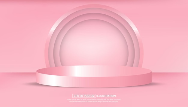 Realistic 3d pink pastel podium background