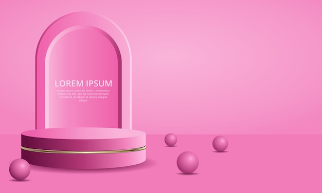 realistic 3D pink podium for cosmetic products etc