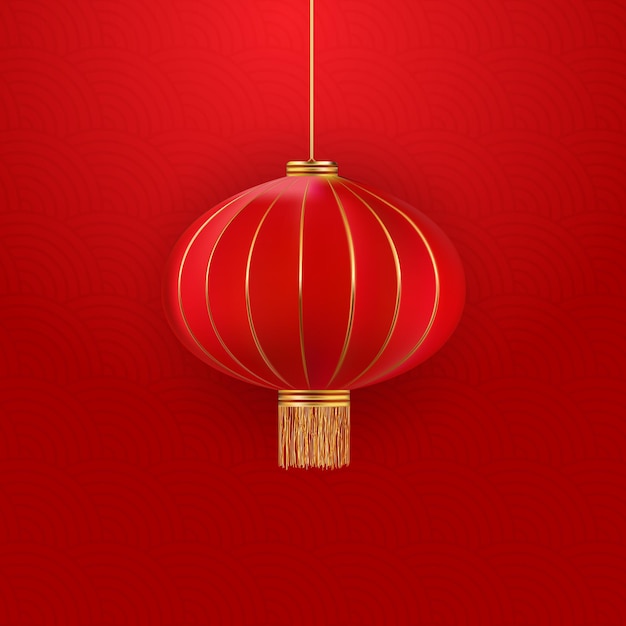 Vector realistic 3d red hanging chinese lantern