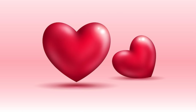 Vector realistic 3d red heart shape balloon render style