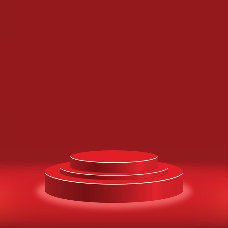 Vector realistic 3d red product podium perfect stage for product demonstrations