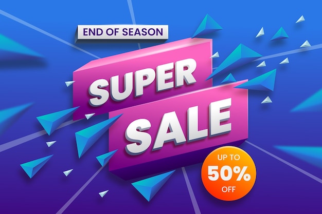 Realistic 3d sale background