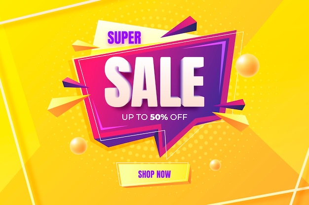 Realistic 3d sale background