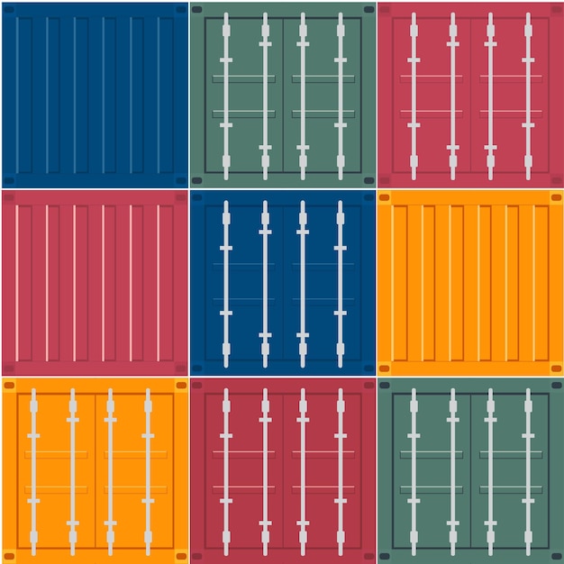 realistic 3d set of cargo containers seamless pattern industrial patchwork pattern vector