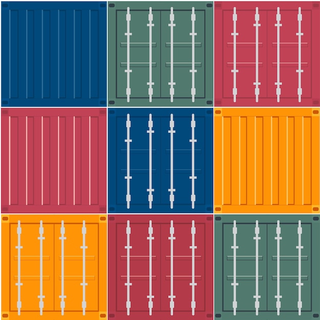 Realistic 3d set of cargo containers seamless pattern industrial patchwork pattern vector