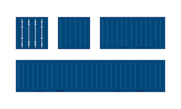 Реалистичный 3d набор синих грузовых контейнеров векторная иллюстрация