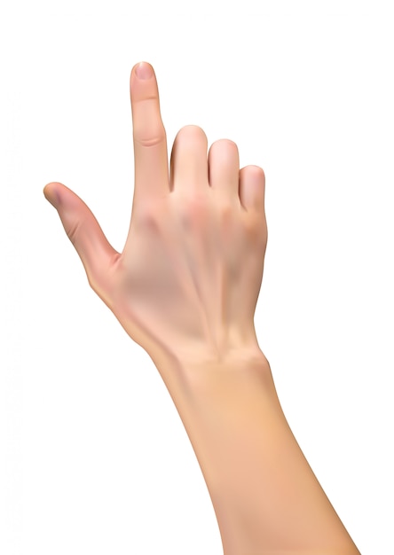 Realistic 3D Silhouette of hand with an index finger indicating either pushing  