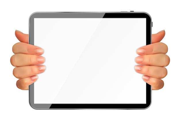 Realistic 3D Silhouette of hand with TabletPc with Blank Screen  