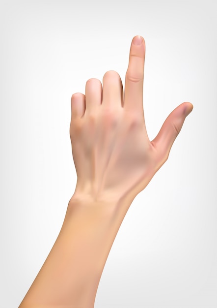 Реалистичный 3d-силуэт руки с указательным пальцем, указывающим на любое нажатие