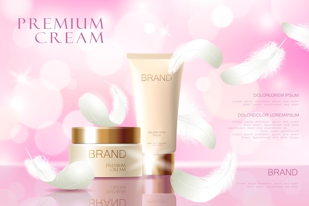 Realistic 3d skin care cream ad template