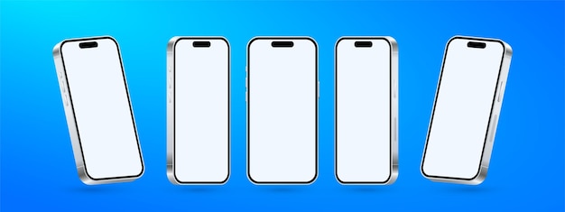 Realistic 3d smartphone mockup different angles views