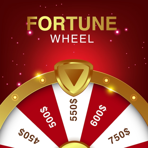 Vector realistic 3d spinning fortune wheel, lucky roulette