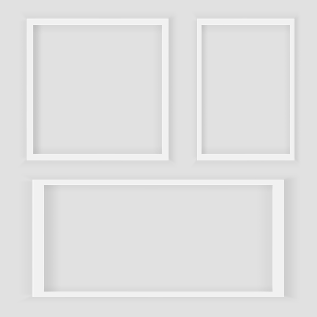 Realistic 3d square and rectangular white blank picture frame