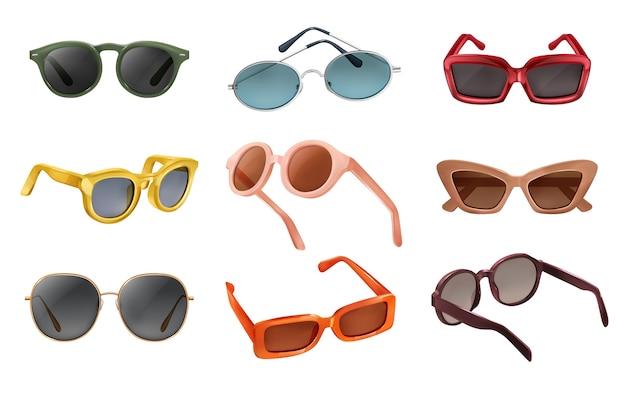 Realistic 3d sunglasses accessory set