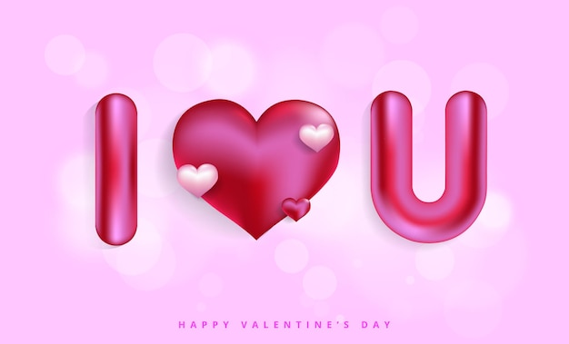 Realistic 3d valentine lettering I love you vector