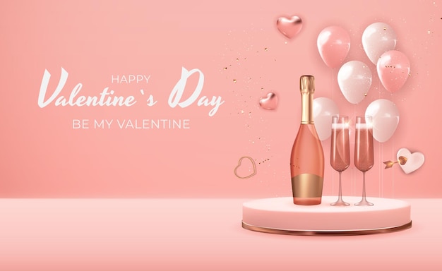 Realistic 3D Valentine's Day Holiday  banner Design.