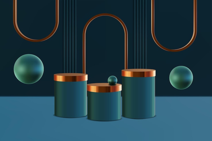 Vector realistic 3d vector scene with luxury geometric product dais