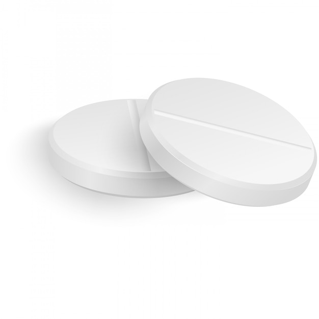 Realistic 3d white medical pills closeup