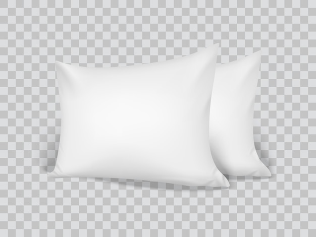 Vector realistic 3d white pillows. closeup. front view