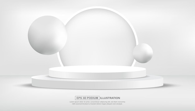 リアルな3D白い表彰台スタンドの背景