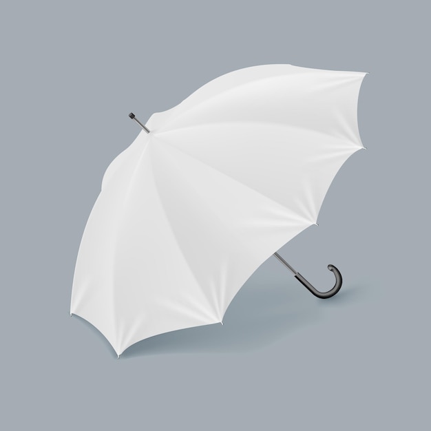 Vector realistic 3d white umbrella parasol for branding