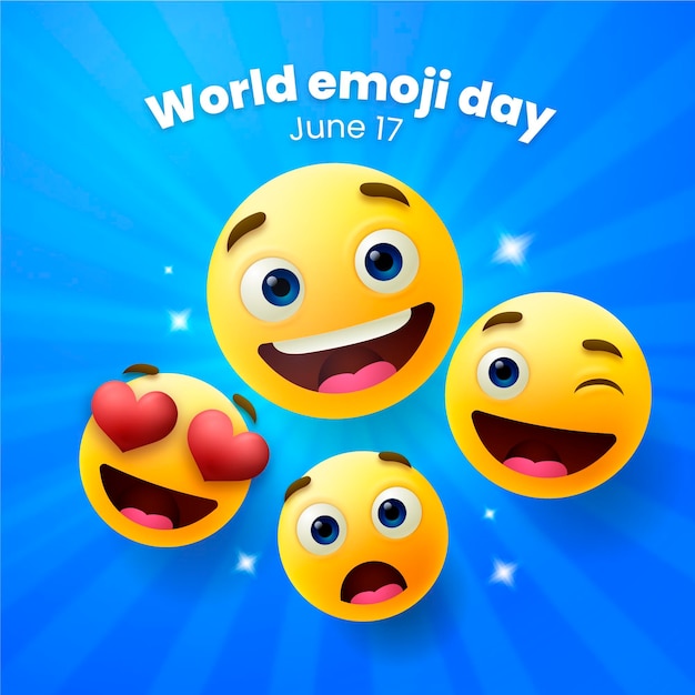 Illustrazione realistica della giornata mondiale degli emoji in 3d